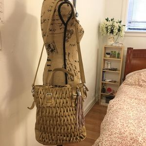 Convertible Tan Crossbody Shoulder Tote Bag